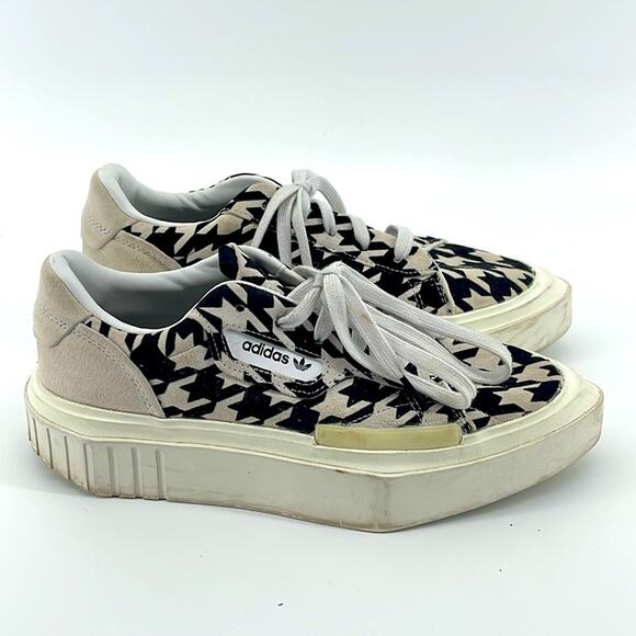 Adidas HyperSleek houndstooth platform pointed toe suede sneakers sz 7.5 - Picture 1 of 8